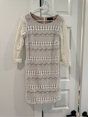 Ronni Nicole White Lace Midi Sheath Dress